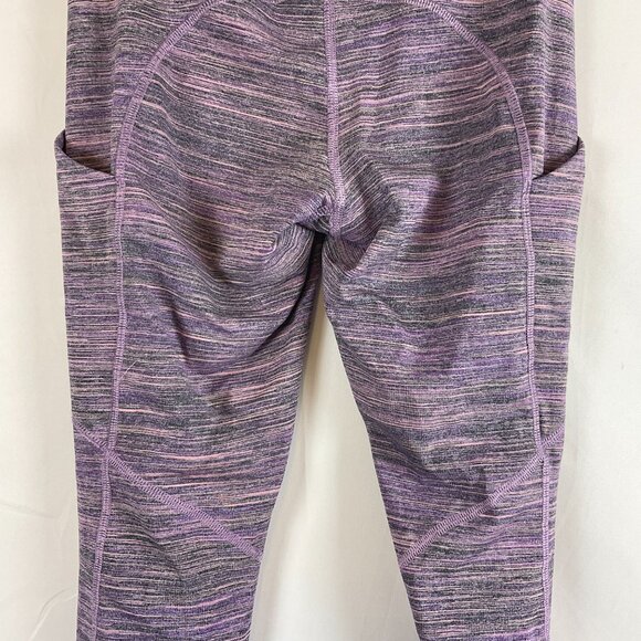 Lululemon Leggings 4 Purple Pink Space Dye Tech Pockets Ruched Detail Zipper - Picture 8 of 11